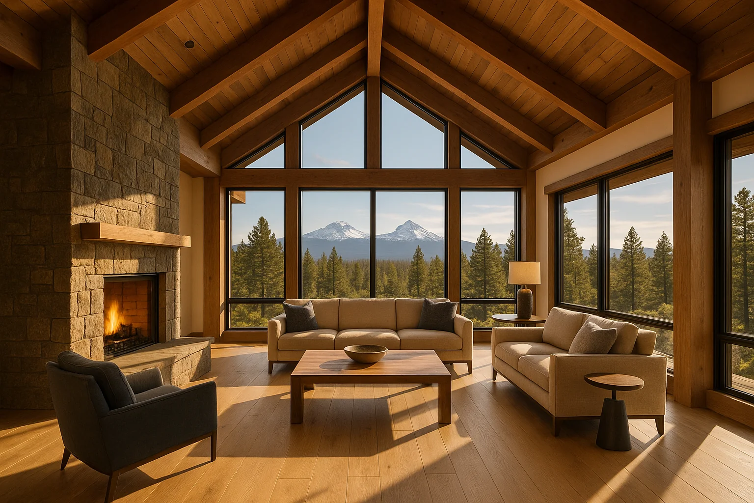 Modern mountain contemporary living room design