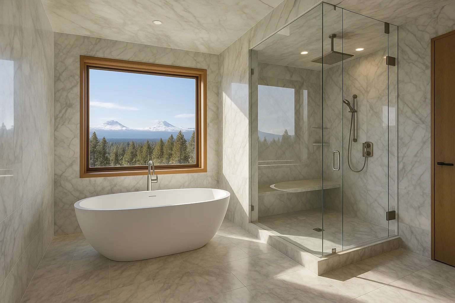 Luxury master bath with soaking tub and walk-in shower